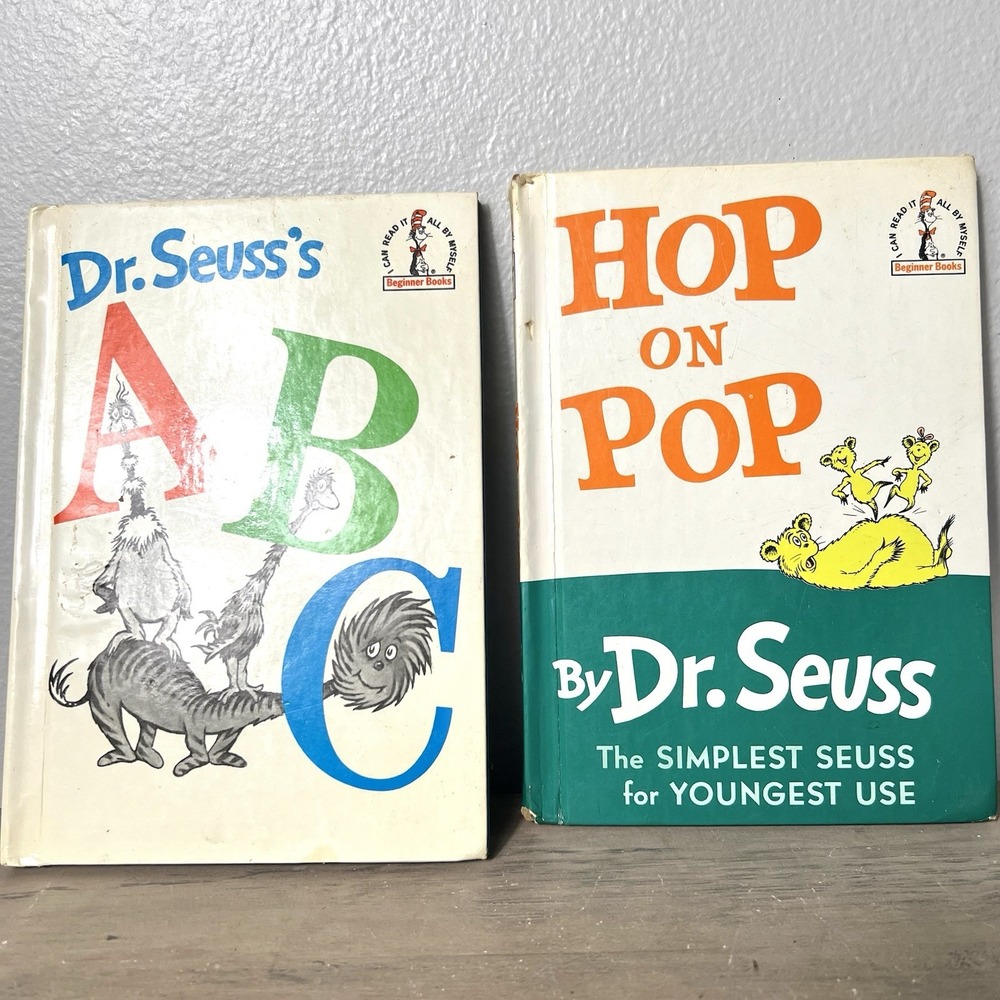 Vintage‎ Dr. Seuss Beginner Books Hardcover Lot (1963) ABC & Hop on Pop